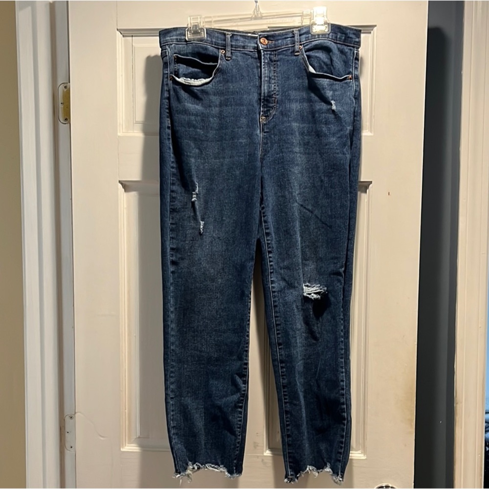 Nicole Miller NY Ankle Cropped Jeans with Distressing and Raw Hem